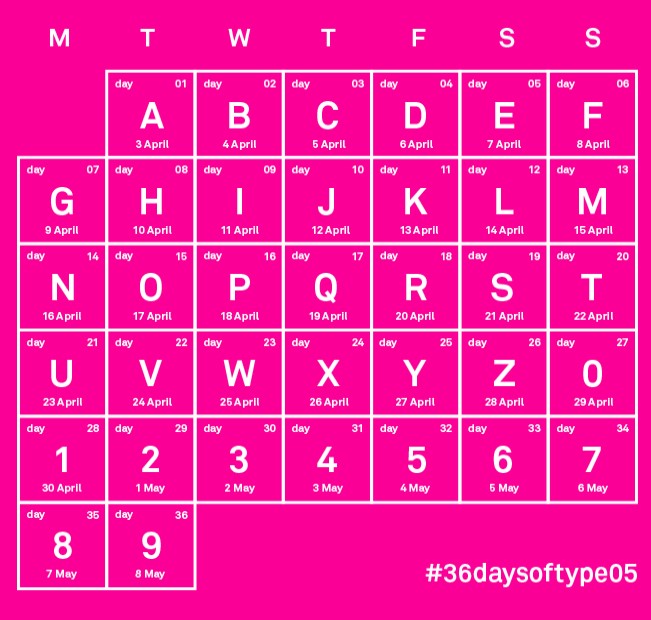 Calendari 36 days of type | rosasunba